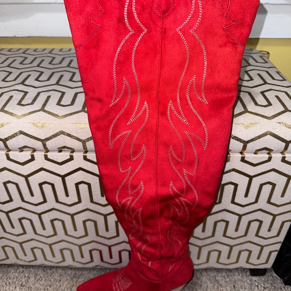 AKIRA Red Abby Boots